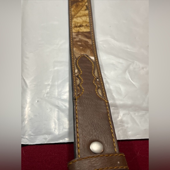 REALTREE REVERSIBLE Brown/ tan green camo BELT Leather Silver Buckle men 34-36 M - Picture 11 of 15